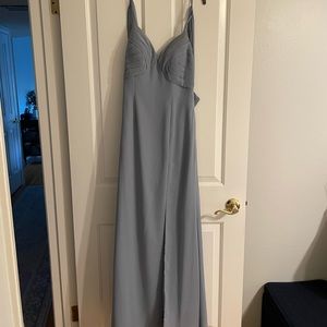 Azazie dusty blue bridesmaids dress